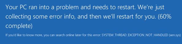 Windows 2012 R2 SYSTEM_THREAD_EXCEPTION_NOT_HANDLED (xen.sys)